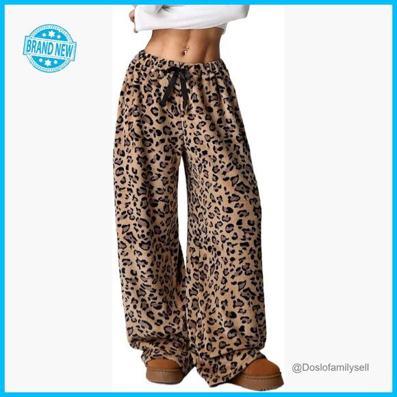 Fuzzy Pajama Pants Wide Leg High Waisted Y2K Grunge Fluffy Lounge Wear